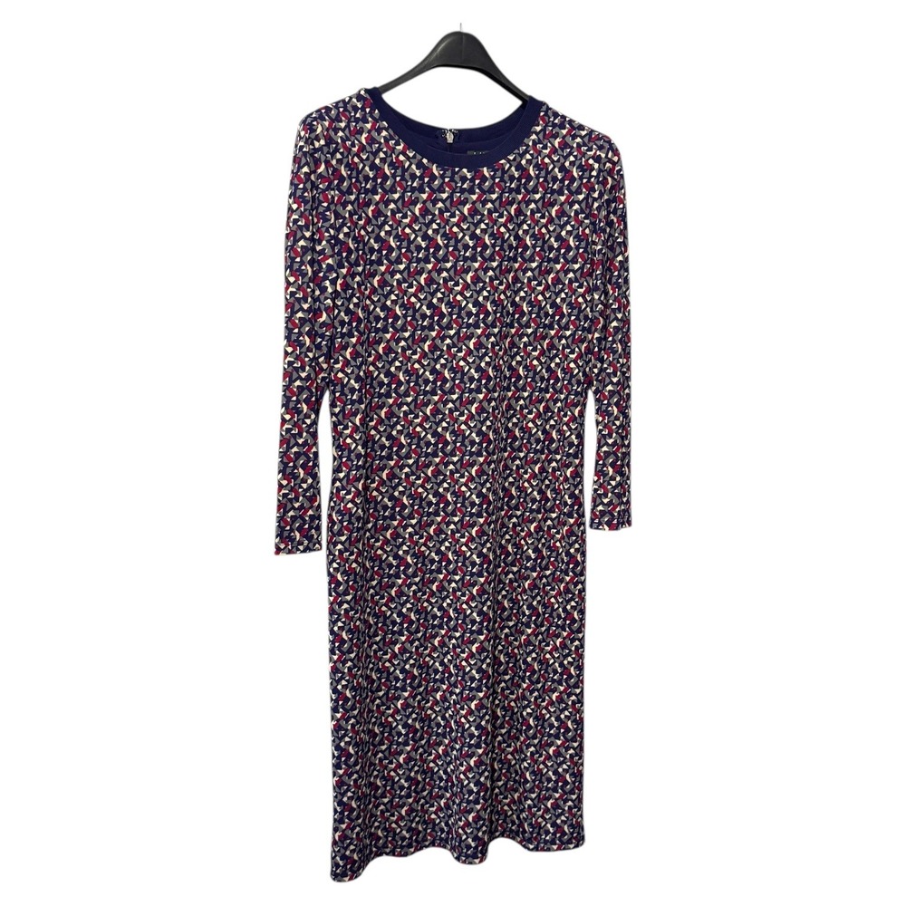 LAUREN Ralph Lauren Women's Geometric Print Long Sleeve Midi Dress‎ Size M